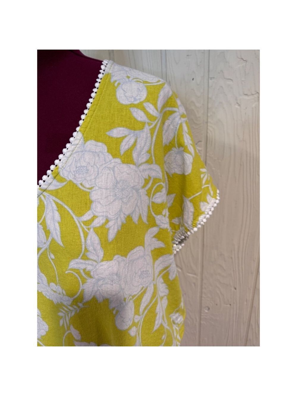 Marc New York Linen Blend Floral Top Yellow White XL - Picture 2 of 12